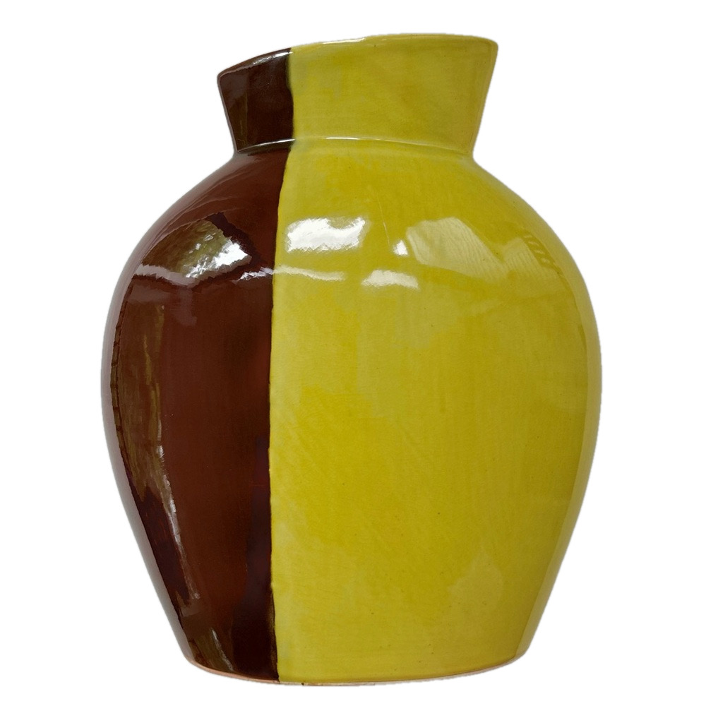 Emissary Vintage Glazed Ceramic Modern Vase Yellow-Green Brown Retired
